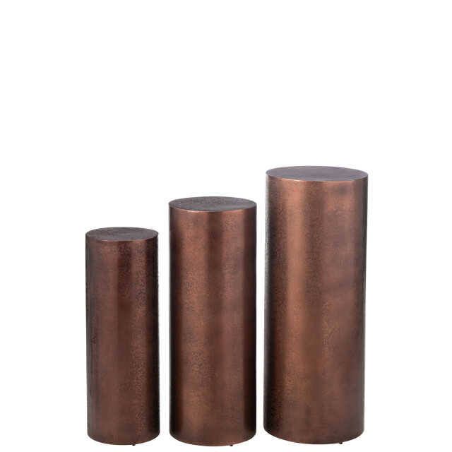 J-Line set van 3 pilaren rond metaal brons 35x35x90cm 3009692 large