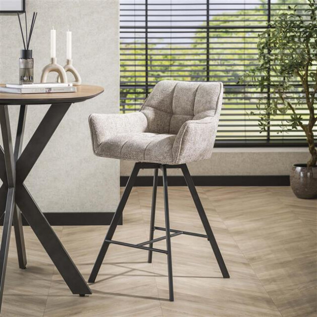 Hoyz barstoel raster draaibaar 2 stuks rich zandkleur 3171159 large