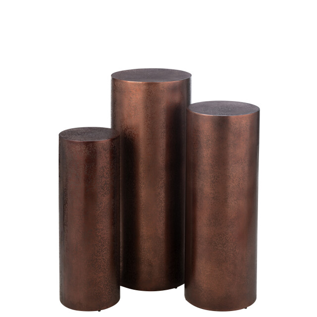 J-Line set van 3 pilaren rond metaal brons 35x35x90cm 3009692 large