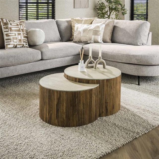 Hoyz salontafel set-2 halfrond nuovo travertin massief mango 3171145 large