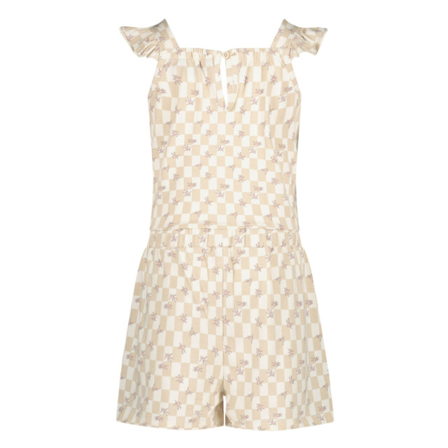 Quapi Zomer broek meisjes - aop geruit fauve QS253 - Fauve - wit - AOP geruit large