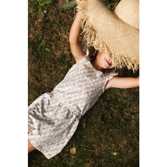 Quapi Zomer broek meisjes - aop geruit fauve QS253 - Fauve - wit - AOP geruit large