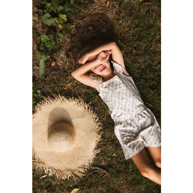 Quapi Zomer broek meisjes - aop geruit fauve QS253 - Fauve - wit - AOP geruit large
