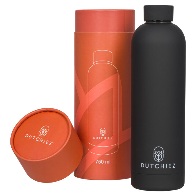 Dutchiez Drinkfles – thermosfles – rvs – – Drinkfles – Thermosfles – RVS – 750 ml – Midnight Black large