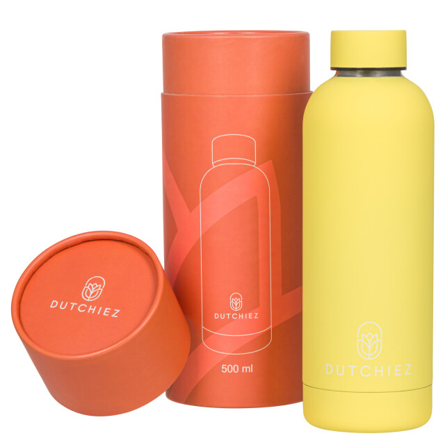 Dutchiez Drinkfles thermosfles rvs - Drinkfles - Thermosfles - RVS - 500 ml - Pastel Yellow large