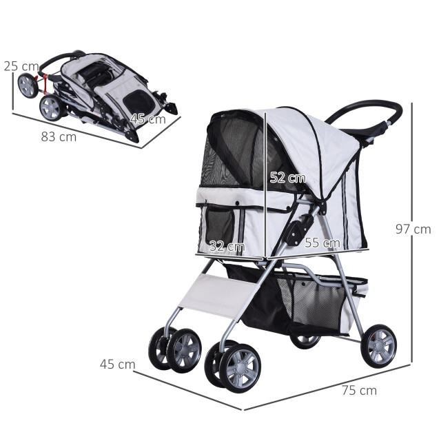 4goodz Hondenbuggy met zonnedak en opbergnet - 3171650 large