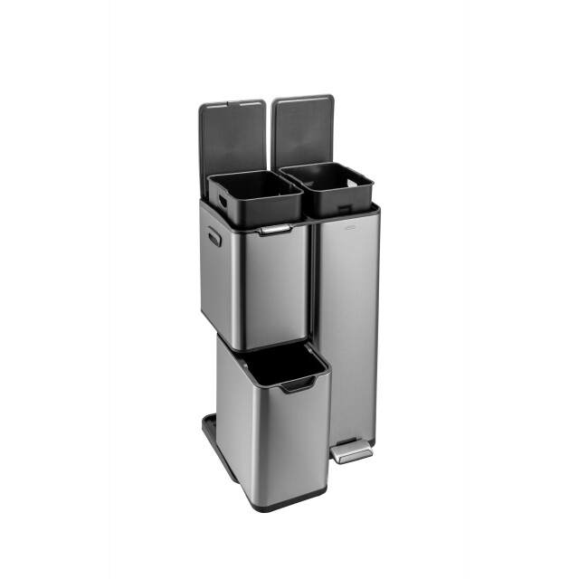 Luzzo ® ohio 60 ltr afvalscheidingsprullenbak metal grey – pedaalemmer met soft 3047894 large