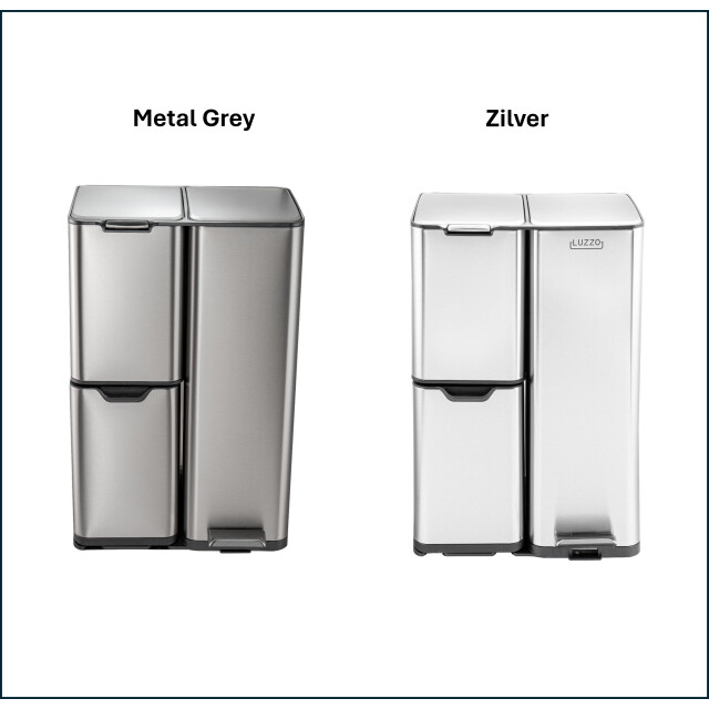 Luzzo ® ohio 60 ltr afvalscheidingsprullenbak metal grey – pedaalemmer met soft 3047894 large