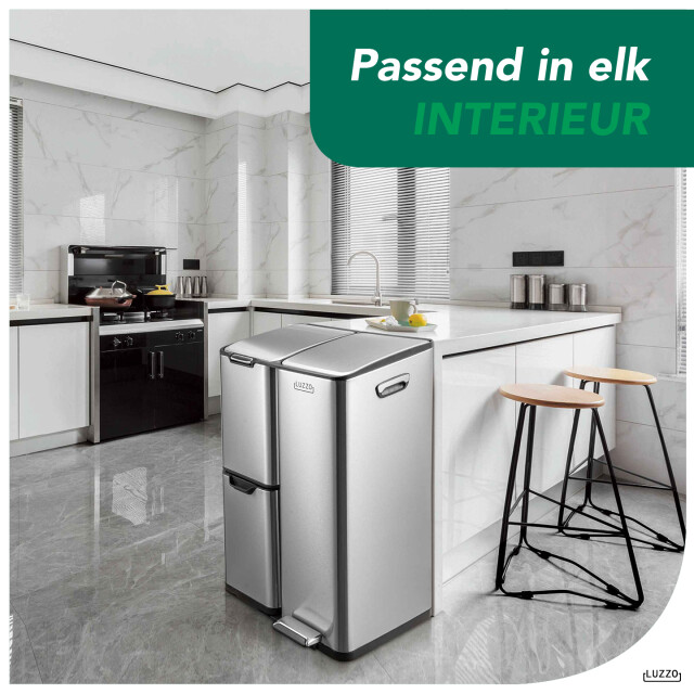 Luzzo ® ohio prullenbak afvalscheiding 60 liter pedaalemmer met soft close 3047791 large