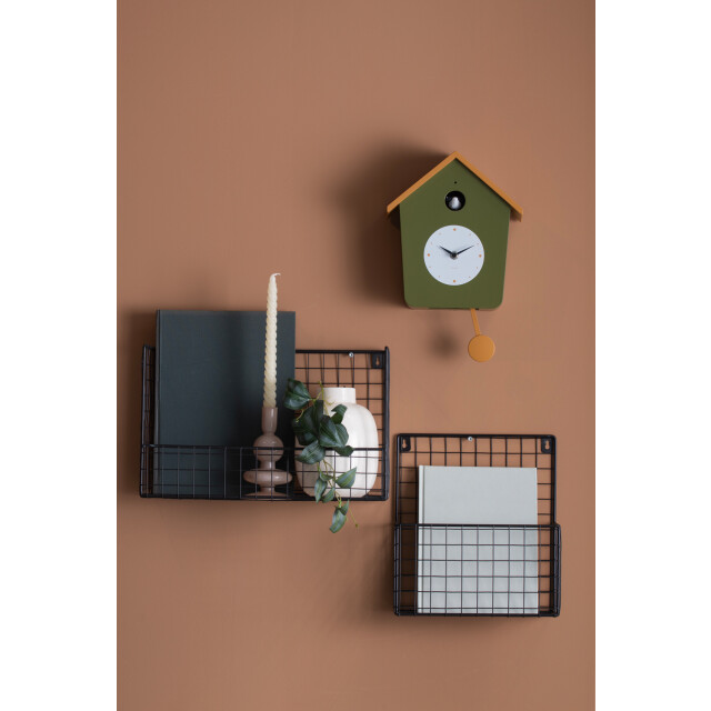 Karlsson wandklok cuckoo light army green & ochre yellow 3062105 large