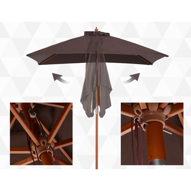 4goodz 3-delig kantelbare parasol hout rechthoekig 200x150x230 cm bruin 3171656 large