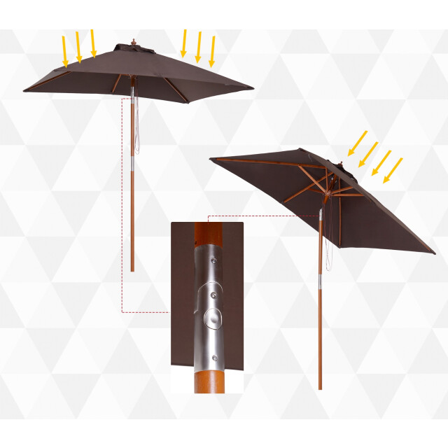 4goodz 3-delig kantelbare parasol hout rechthoekig 200x150x230 cm bruin 3171656 large