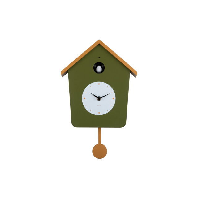 Karlsson wandklok cuckoo light army green & ochre yellow 3062105 large