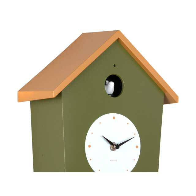 Karlsson wandklok cuckoo light army green & ochre yellow 3062105 large