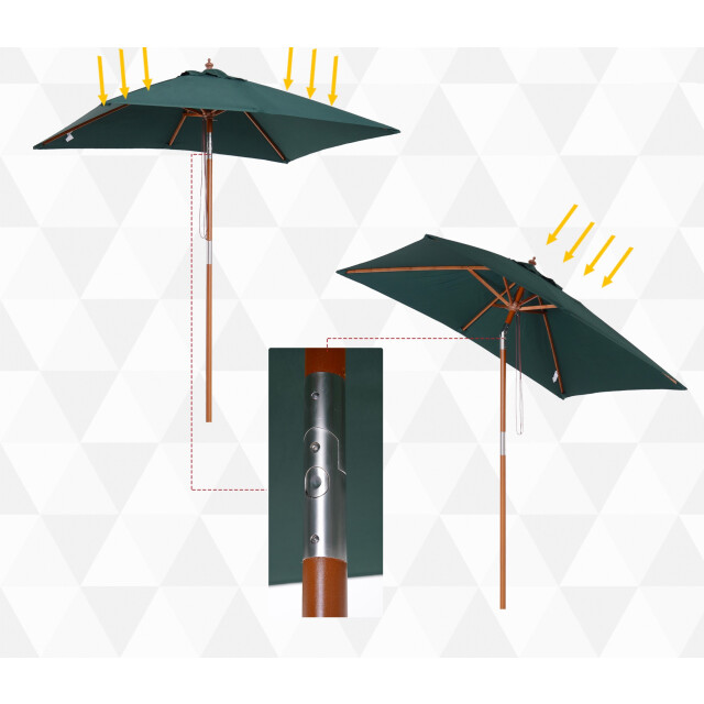 4goodz 3-delig kantelbare parasol hout rechthoekig 200x150x230 cm groen 3171657 large