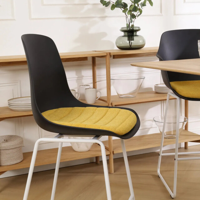 Nolon Nino-liv barkruk en okergeel zitkussen wit onderstel 75 cm 2393234 large