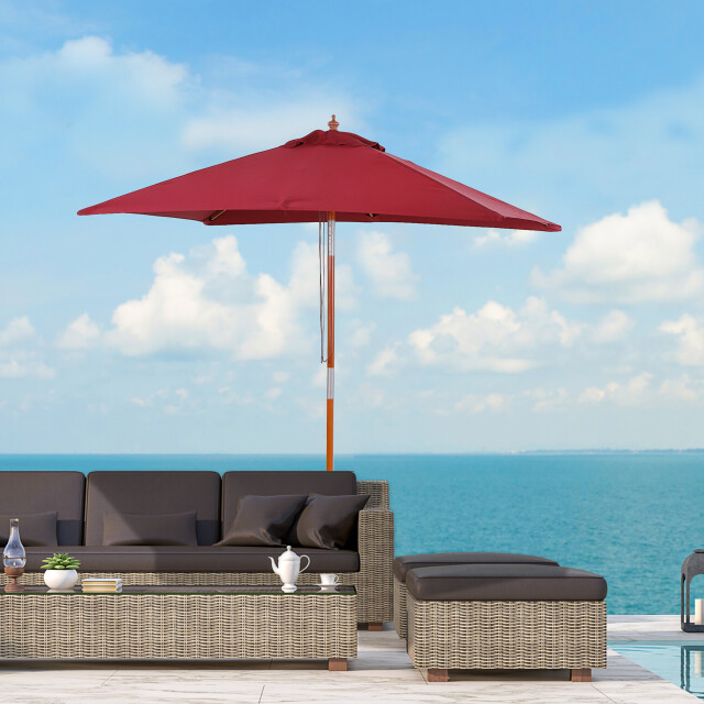 4goodz 3-delig kantelbare parasol hout rechthoekig 200x150x230 cm wijnrood 3171655 large
