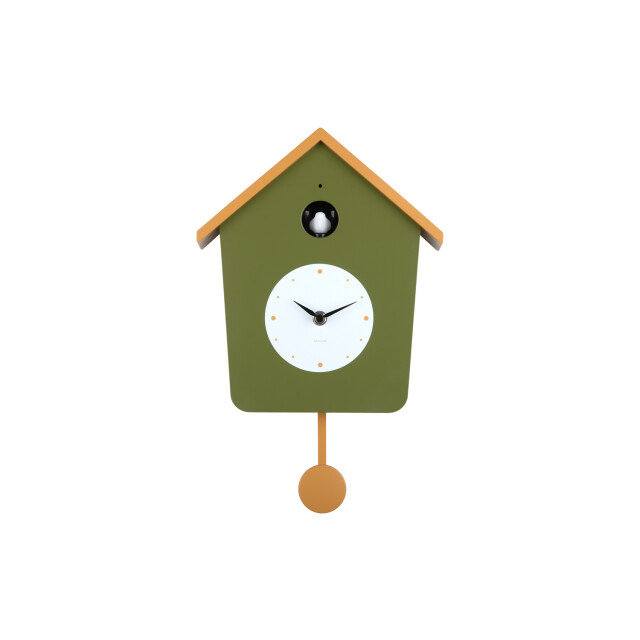 Karlsson wandklok cuckoo light army green & ochre yellow 3062105 large