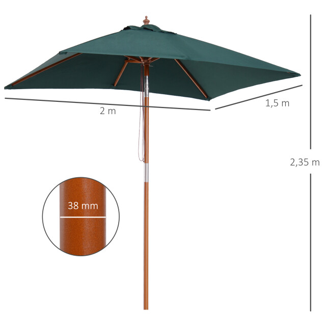 4goodz 3-delig kantelbare parasol hout rechthoekig 200x150x230 cm groen 3171657 large