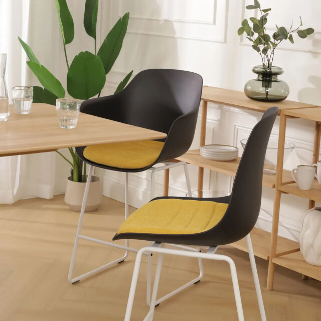 Nolon Nino-liv barkruk en okergeel zitkussen wit onderstel 75 cm 2393234 large