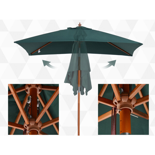 4goodz 3-delig kantelbare parasol hout rechthoekig 200x150x230 cm groen 3171657 large