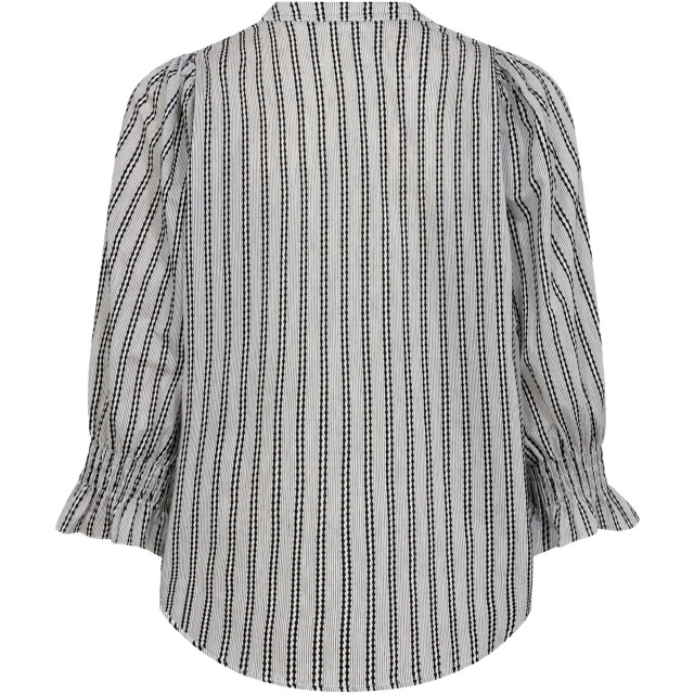 Co'Couture Noracc frill ss blouse white black 35798-40096 large