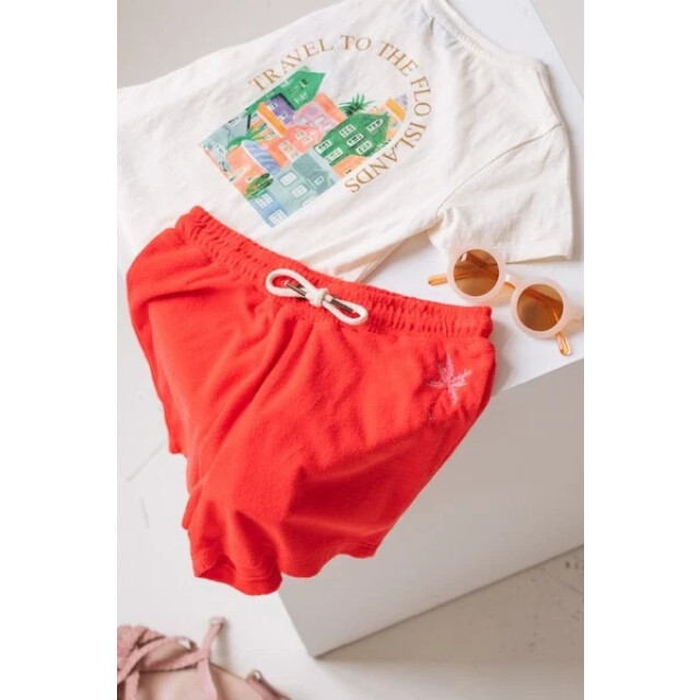 Like Flo Zomer short meisjes chili badstof faye F503-5622-285 large