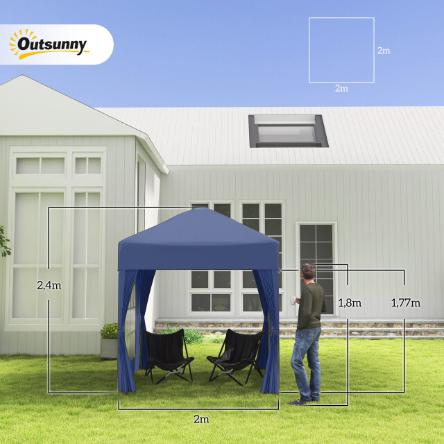4goodz Outsunny partytent paviljoen 2x2 m opvouwbaar met 4 zijwanden en rits - 3171915 large