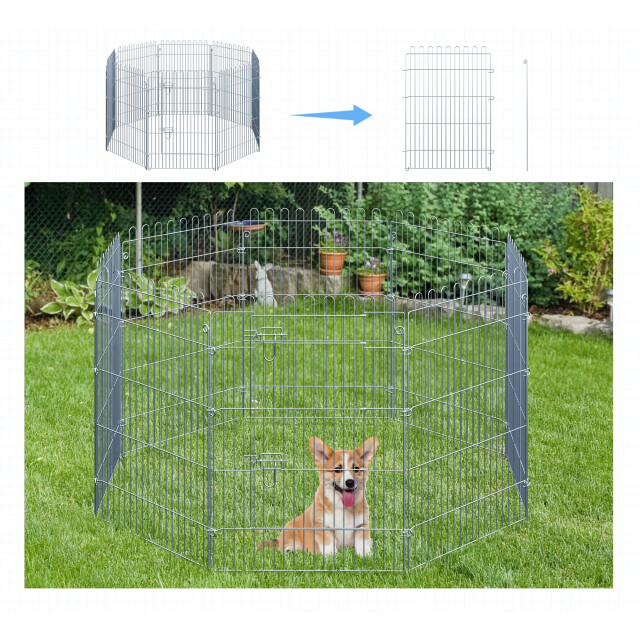 4goodz Pawhut puppyren konijnenren van metaal b63 x h76 cm 3171917 large
