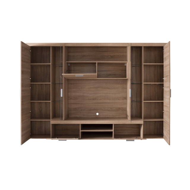 CaliCosy Grote tv-compositie met decoratieve verlichting in natuurlijk eiken l291 cm - 3042532 large
