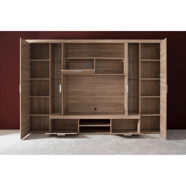 CaliCosy Grote tv-compositie met decoratieve verlichting in natuurlijk eiken l291 cm - 3042532 large