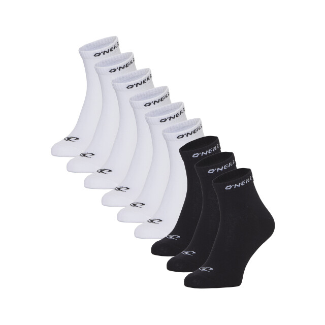 O'Neill Heren / dames enkelsokken quarter sokken 9-pack wit/zwart 750003-9P-ZWART/WIT large