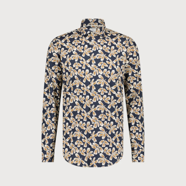 Blue Industry Bloemenprint stretch shirt | 3104.32-NAVY large