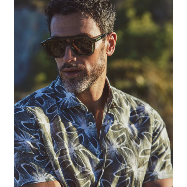 Blue Industry Cotton linnen overhemd korte mouw | 4135.41-ARMY large