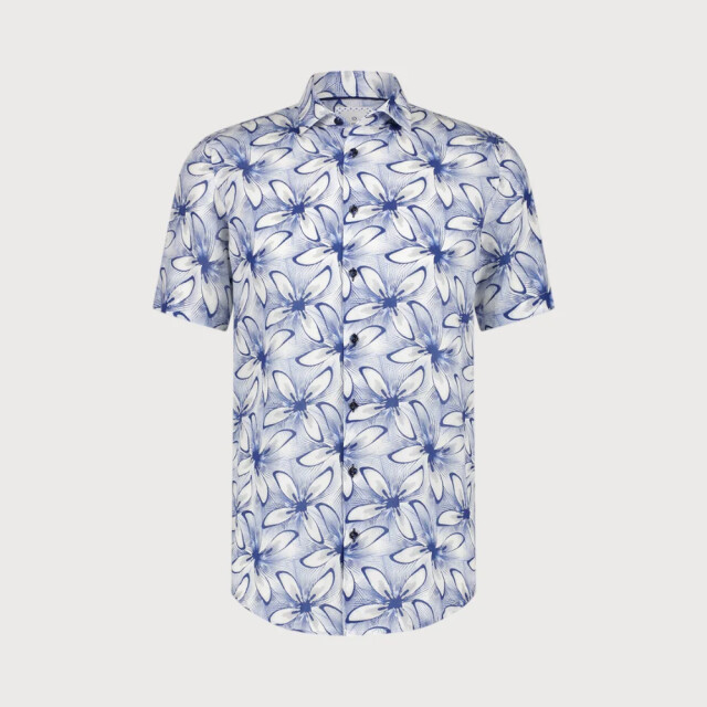 Blue Industry Cotton linnen overhemd korte mouw | 4135.41-KOBALT large