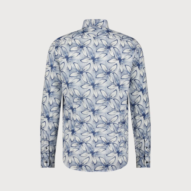 Blue Industry Print overhemd bloem | 4106.41-KOBALT large