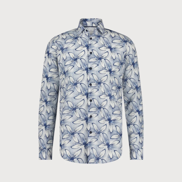 Blue Industry Print overhemd bloem | 4106.41-KOBALT large
