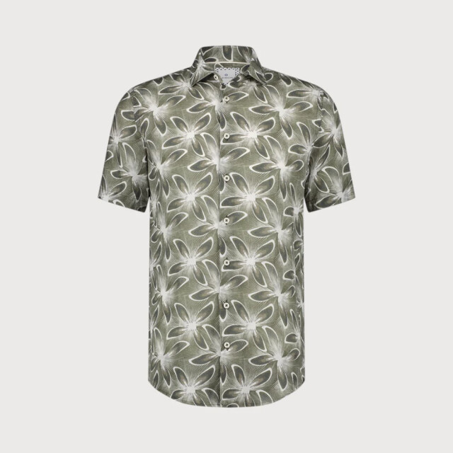 Blue Industry Cotton linnen overhemd korte mouw | 4135.41-ARMY large