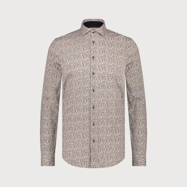 Blue Industry Ruitenmotief stretch overhemd | 3103.32-TAUPE large