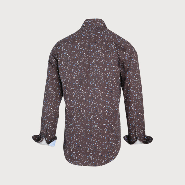 Blue Industry Bruin blauw stippenprint overhemd | 2125.22-BROWN large