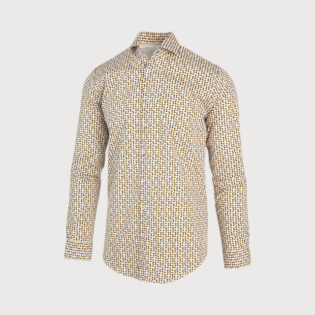 Blue Industry Navy geel print overhemd | 2120.22-YELLOW large