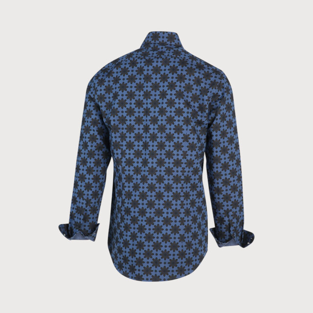 Blue Industry Navy bruin bloemenprint overhemd | 2117.22-DENIM large