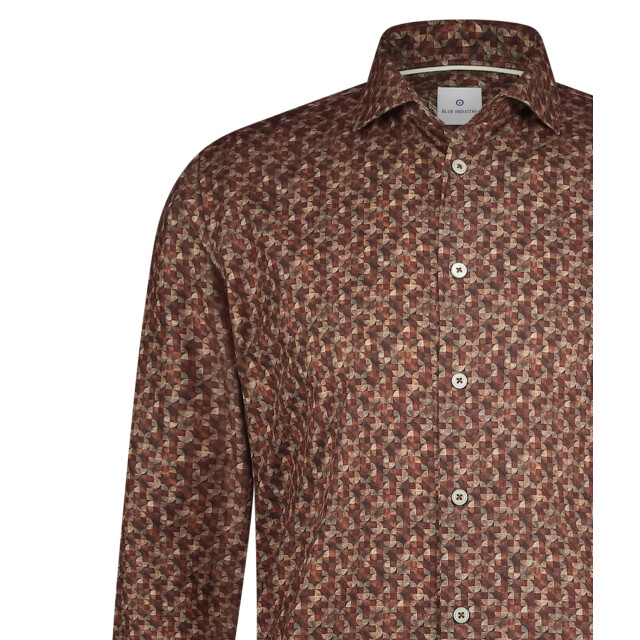 Blue Industry Grafisch print overhemd | 4209.42-BROWN large