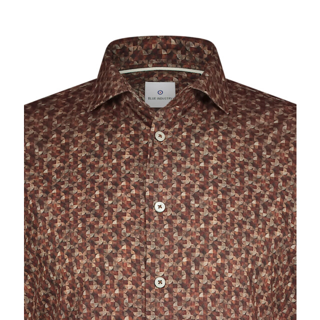 Blue Industry Grafisch print overhemd | 4209.42-BROWN large