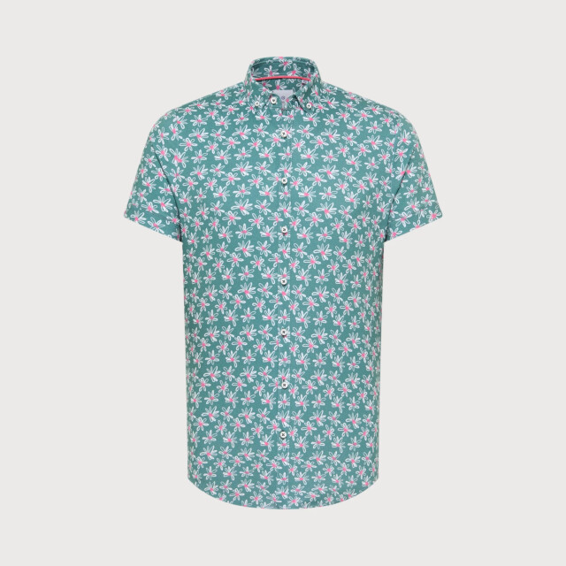 Blue Industry Bloemprint korte mouwen overhemd | 2842.31-GREEN large