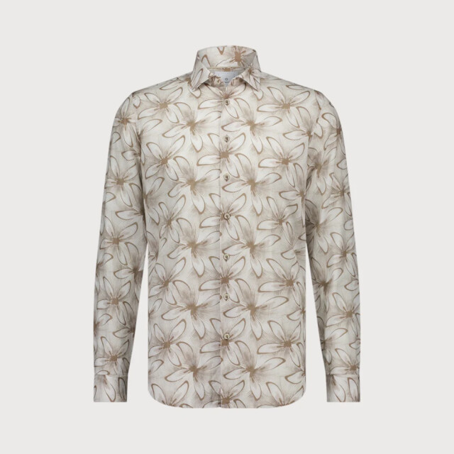 Blue Industry Print overhemd bloem | 4106.41-TAUPE large
