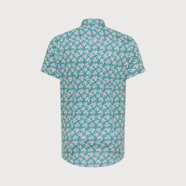 Blue Industry Bloemprint korte mouwen overhemd | 2842.31-GREEN large