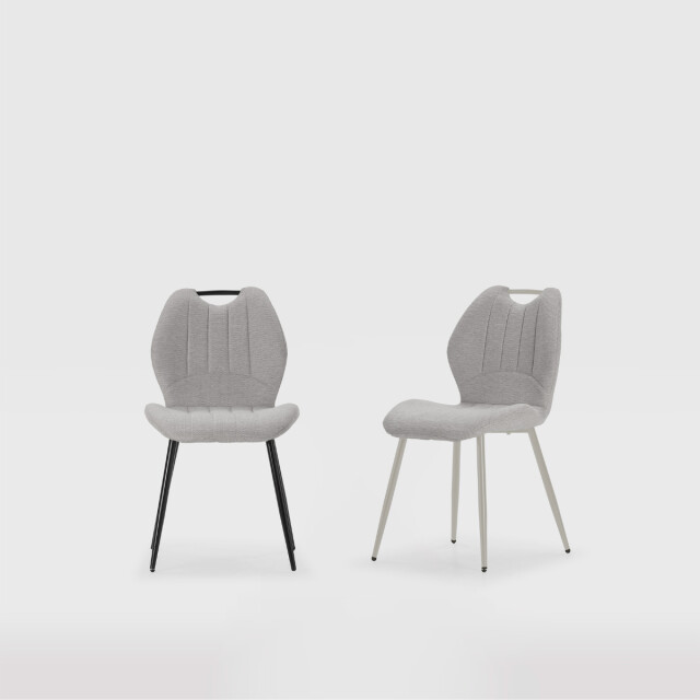 CaliCosy Set van 4 stoelen in stof met zwarte metalen poten l48 cm muli 3078791 large
