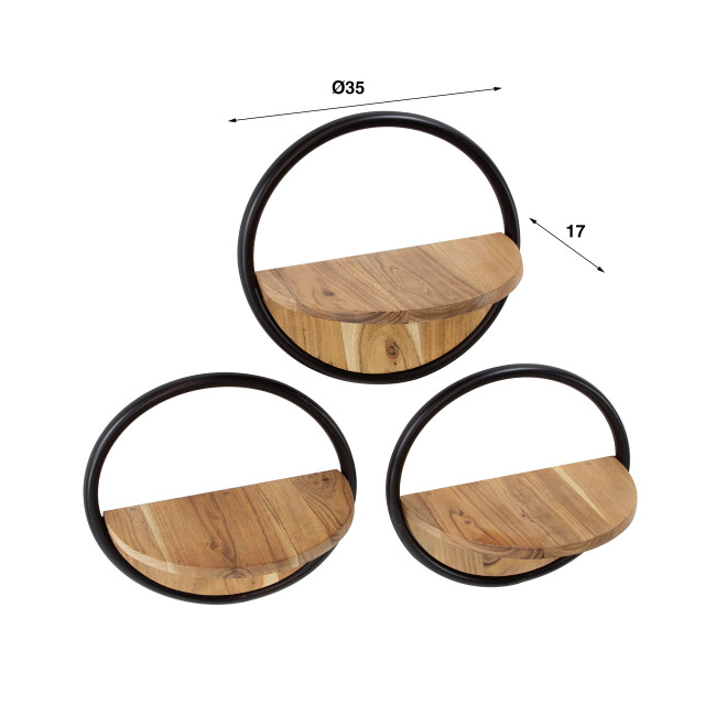 Hoyz wandschap rond set-3 massief acacia naturel 3171139 large