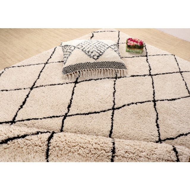 Velaar Vloerkleed berlin hoogpolig geruit fluffy berber zwart wit- 160x230 cm 3172145 large
